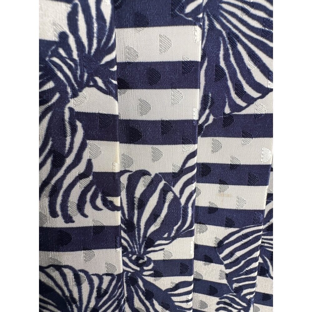USA Made Midi Skirt Size 8 Elastic Waist Navy Stripe Floral Boho Coquette - Picture 3 of 7